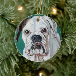 Ornamento navideño de perro blanco