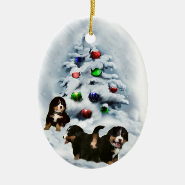 Ornamento navideño de perro de montaña de Bernese (Frente)