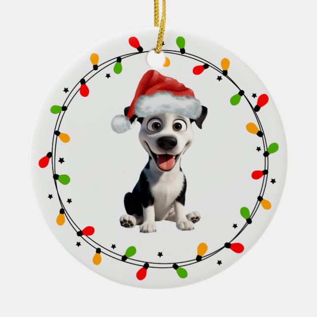 Ornamento navideño de perro lindo (Frente)