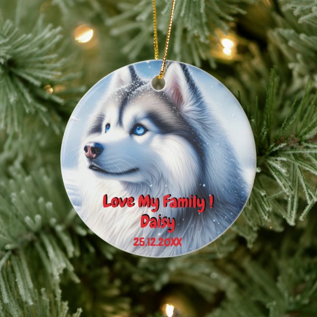 Ornamento navideño de personalización Husky (Árbol)