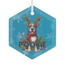 Ornamento navideño de Pitbull personalizable