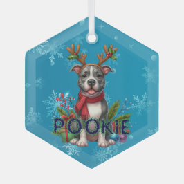 Ornamento navideño de Pitbull personalizable