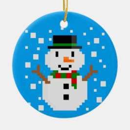 Ornamento navideño de Pixel Art SNOWMAN