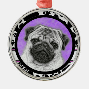 Ornamento navideño de Pug Dog, de Glenda Harlan
