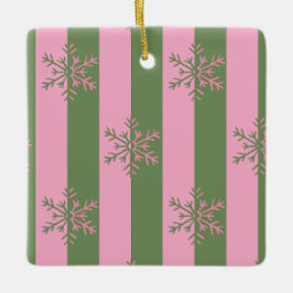 Ornamento navideño de rayas verdes y rosas