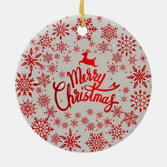 Ornamento navideño de renos con flores de nieve ro (Atrás)