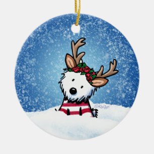 Ornamento navideño de renos kiniArt Westie