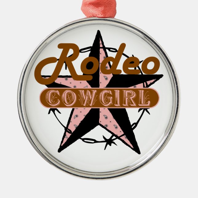 Ornamento navideño de Rodeo Cowgirl (Frente)