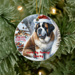 Ornamento navideño de San Bernardo personalizable