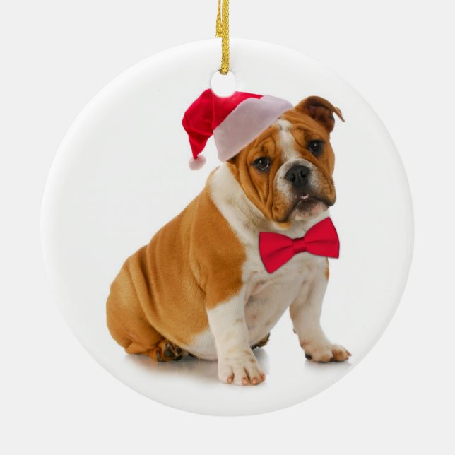 Ornamento navideño de Santa Bulldog (Atrás)
