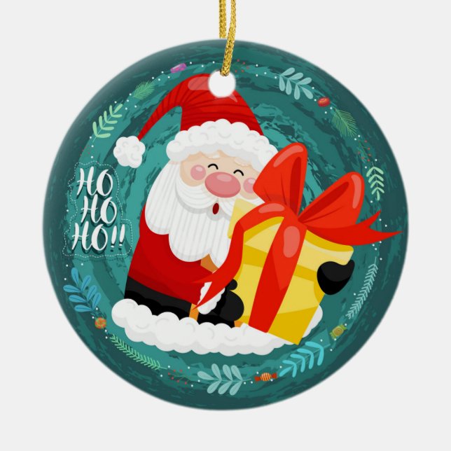 Ornamento navideño de Santa Claus - Regalo Ho Ho H (Frente)
