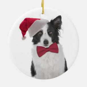 Ornamento navideño de Santa Collie