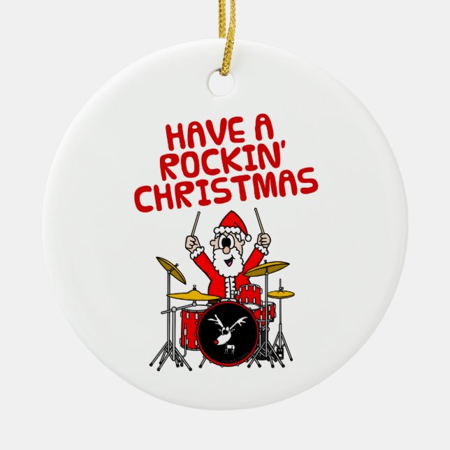 Ornamento navideño de Santa Drums (Frente)