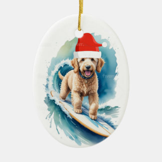 Ornamento navideño de Santa Goldendoodle