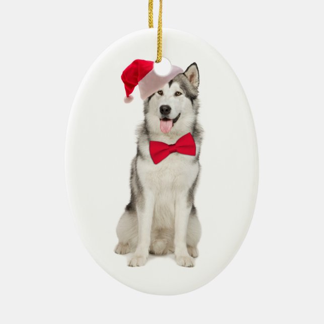 Ornamento navideño de Santa Husky (Atrás)