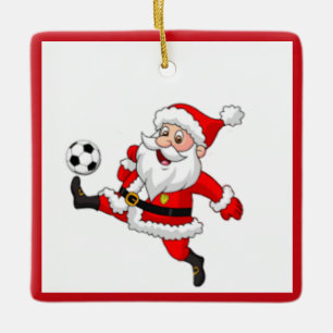 Ornamento navideño de Santa Jugando Fútbol