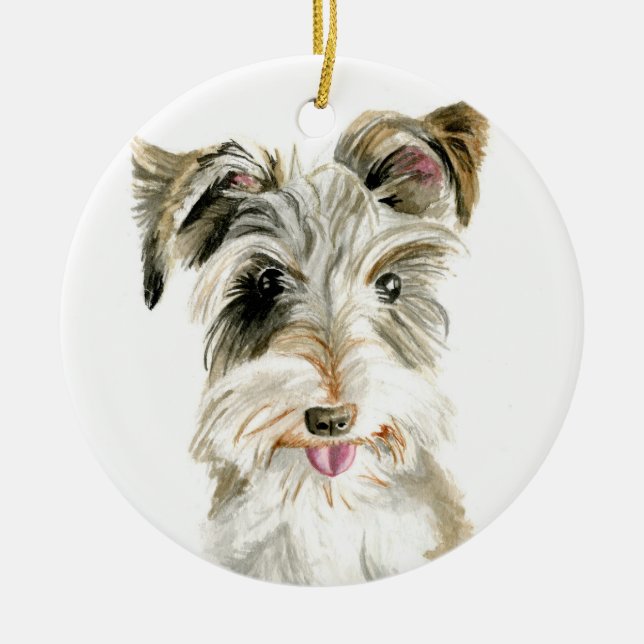 Ornamento navideño de Schnauzer (Frente)