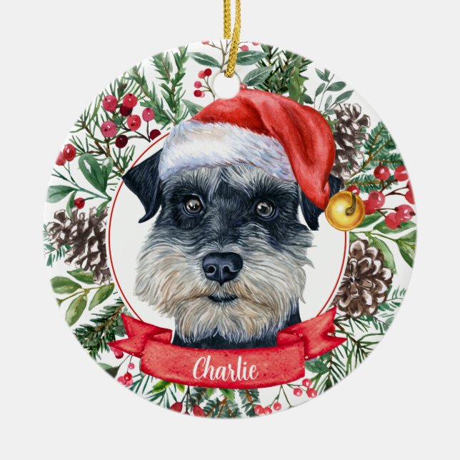 Ornamento navideño de Schnauzer Dog Personalizado  (Frente)
