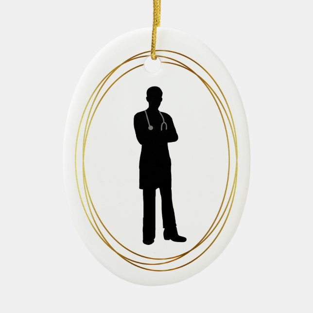 Ornamento navideño de Silhouette para Médico Mascu (Frente)