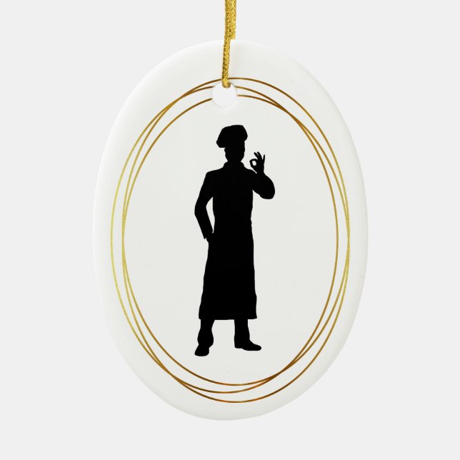 Ornamento navideño de silueta de Baker o Chef (Frente)