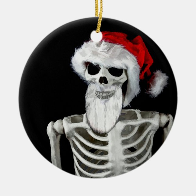 Ornamento navideño de Skeleton Santa (Frente)