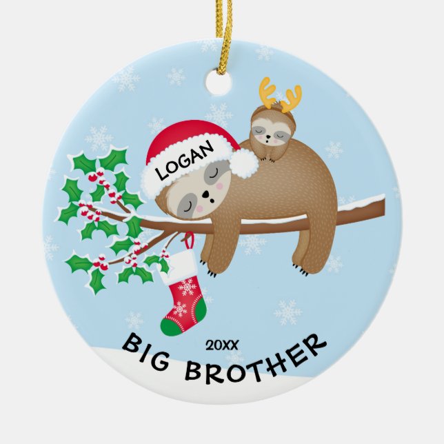 Ornamento navideño de Sloth Big Brother (Frente)