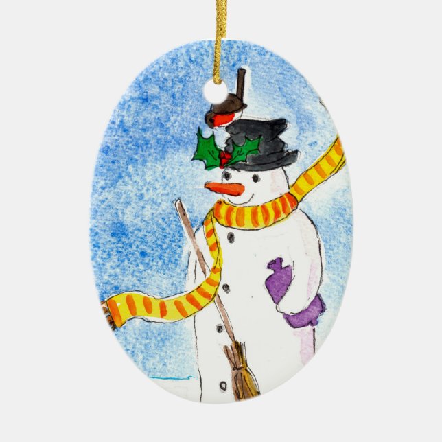 Ornamento navideño de Snowman (Frente)
