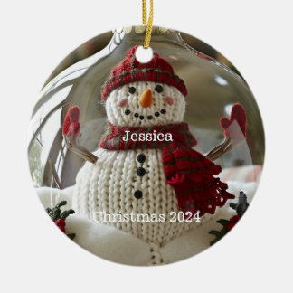 Ornamento navideño de Snowman personalizado