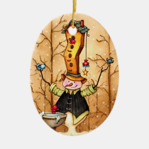 Ornamento navideño de Snowman y amigos de aves