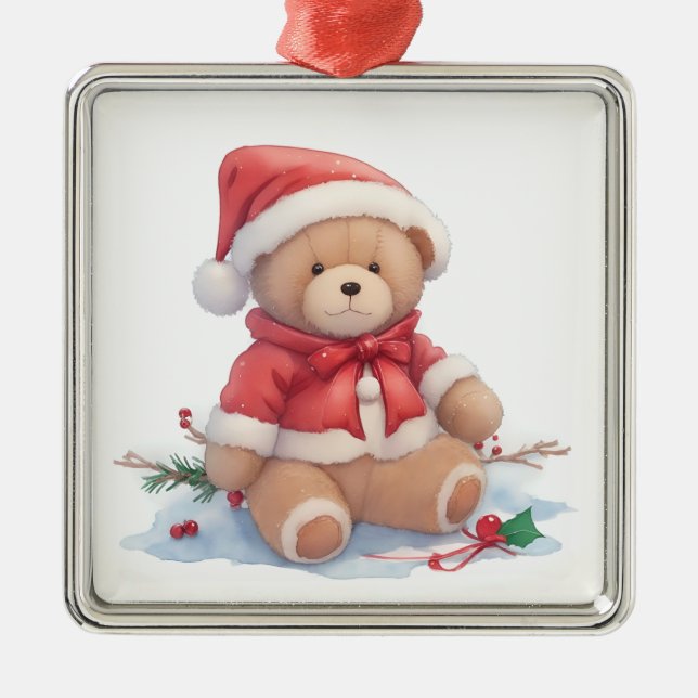 Ornamento navideño de Teddy Bear (Frente)