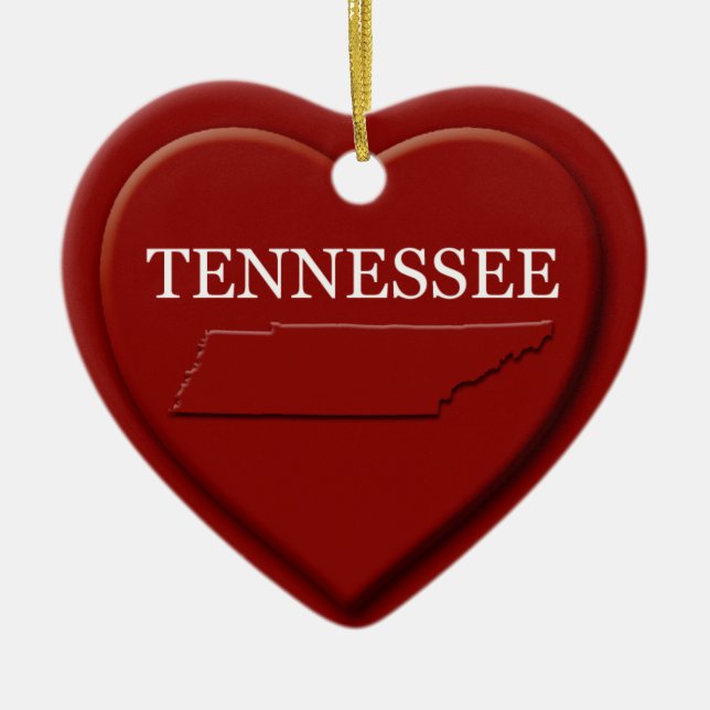 Ornamento navideño de Tennessee Heart Map (Frente)