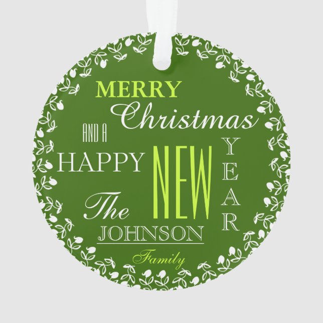 Ornamento navideño de tipografía fotográfica (Reverso)