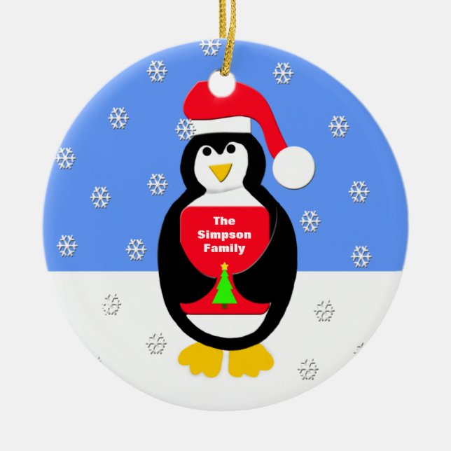 Ornamento navideño de tu familia — Pingüino (Frente)