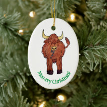 Ornamento navideño de vaca Highland