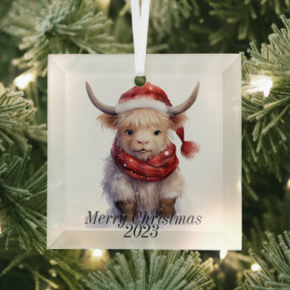 Ornamento navideño de vaca Highland