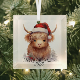 Ornamento navideño de vaca Highland