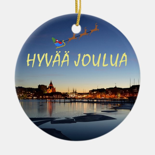 Ornamento navideño de vacaciones de Helsinki (Frente)