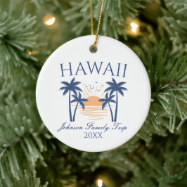 Ornamento navideño de vacaciones en familia Hawai