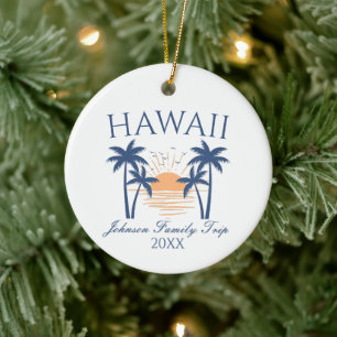 Ornamento navideño de vacaciones en familia Hawai