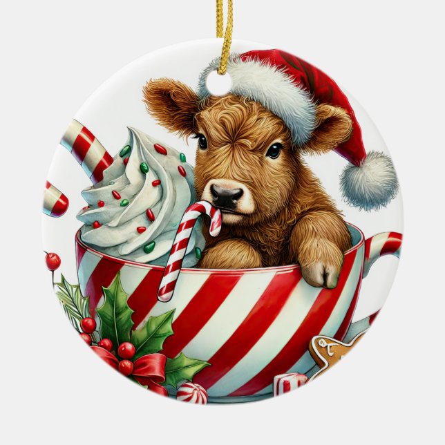Ornamento navideño de vacas altolianas para navida (Frente)
