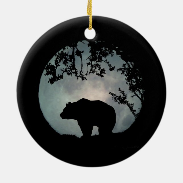 Ornamento navideño de verdad de oso Bonito y luna (Atrás)