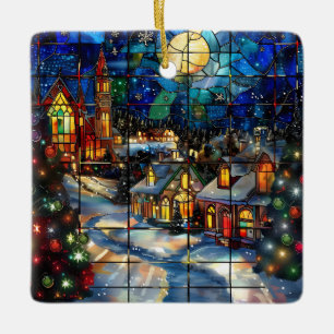 Ornamento navideño de vidrio templado