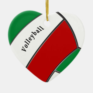 Ornamento navideño de voleibol con forma de corazó