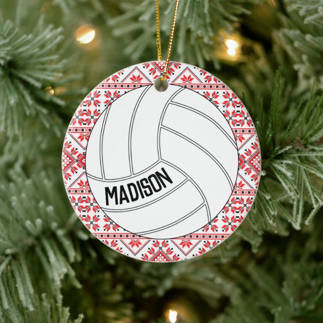 Ornamento navideño de voleibol con texto Personali (Árbol)