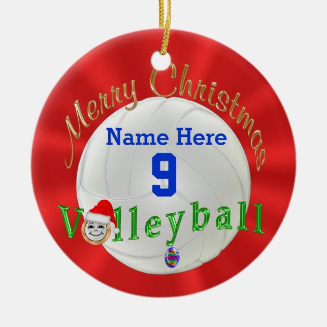 Ornamento navideño de voleibol personalizado (Frente)