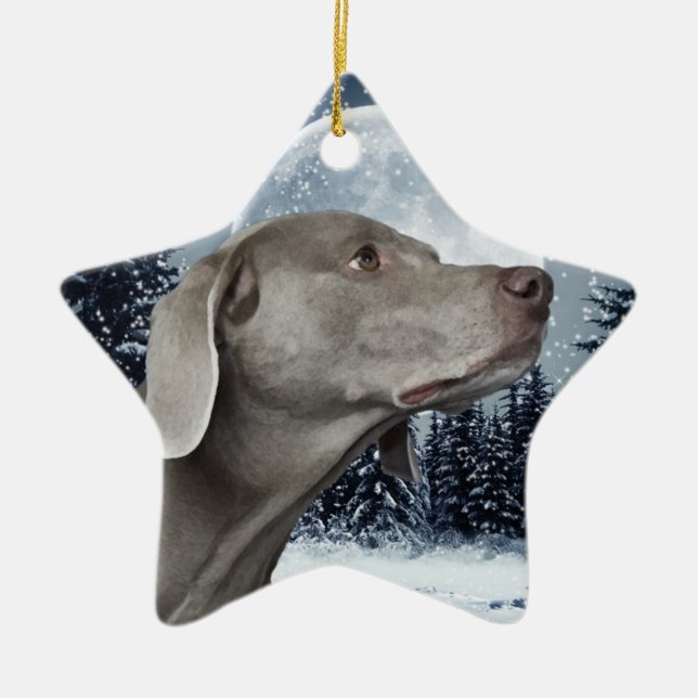 Ornamento navideño de Weimaraner (Frente)