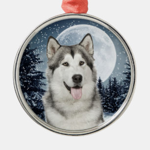 Ornamento navideño de Winter Moon Husky