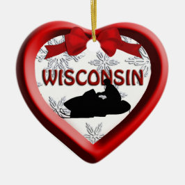 Ornamento navideño de Wisconsin Snowmobile Heart