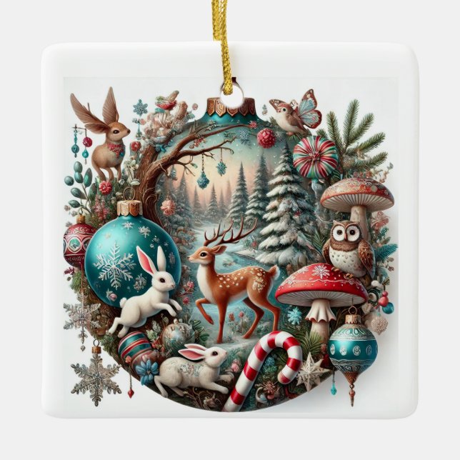 Ornamento navideño de Woodland encantado - Na mági (Anverso)