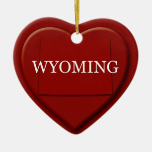 Ornamento navideño de Wyoming Heart Map